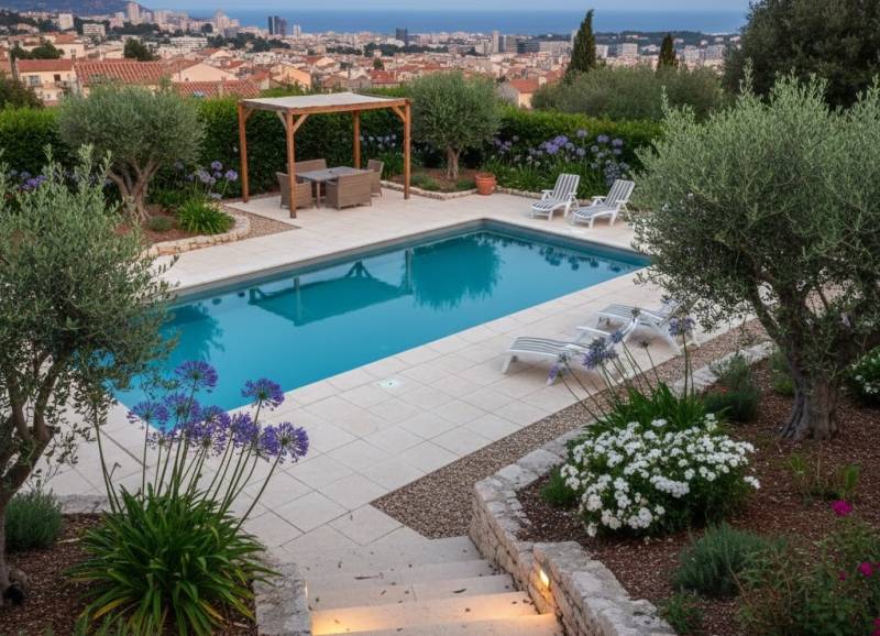 Projet de conception paysagère autour d’une piscine existante à Marseille 13000, Bouches-du-Rhône