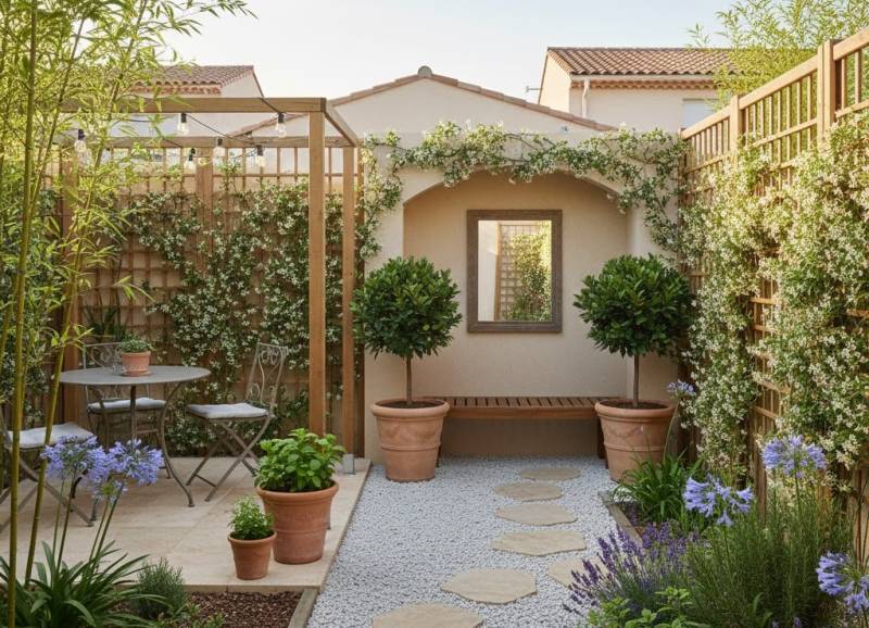 Étude de jardin compact avec optimisation du vis-à-vis et création de micro-espaces à Sanary-sur-Mer 83110, Var